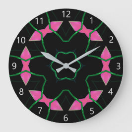Emerald and Pink Kaleidoscope Stor Klocka