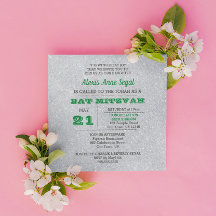 Emerald and Silver Glitter Glam Bat mitzvah