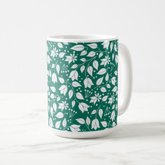 Emerald and White Blommigt mugg