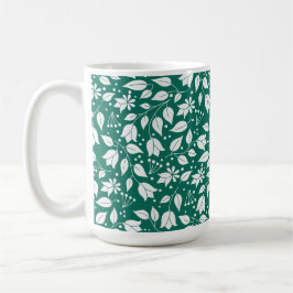 Emerald and White Blommigt mugg