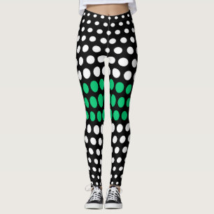 Emerald and White Polka Dot Mönster Leggings