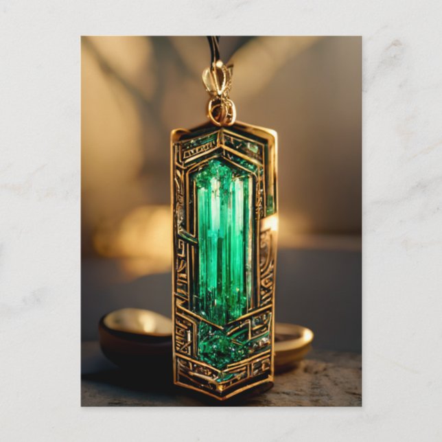 Emerald Art Deco pendant Vykort (Framsida)