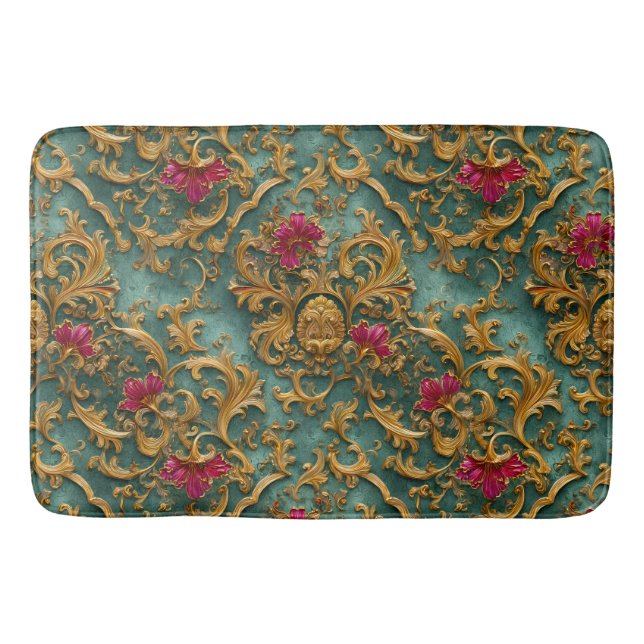 Emerald Baroque Floral with Gold Ornaments Badrumsmatta (Framsidan)