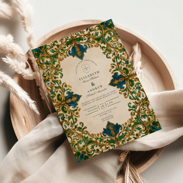 Emerald Baroque Islamic Wedding Inbjudningar (Skapare uppladdad)