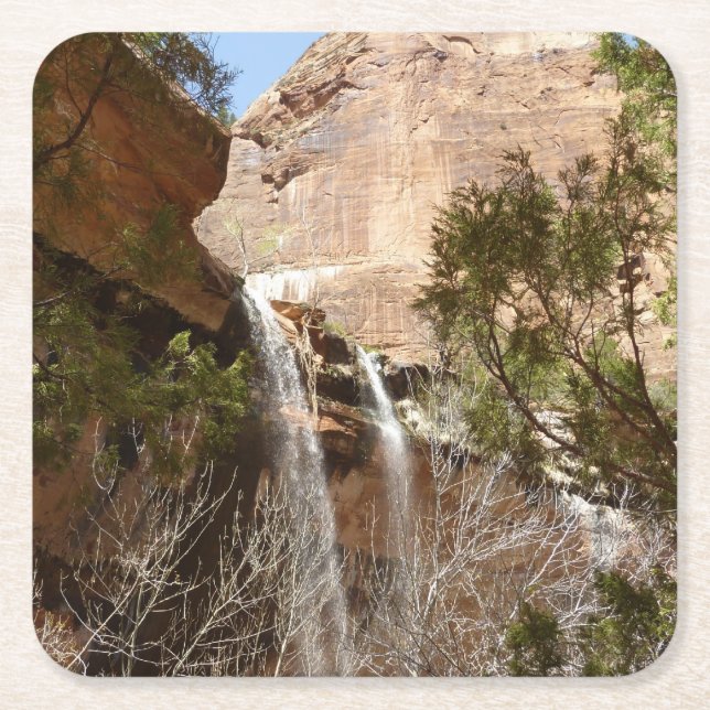 Emerald Bassäng Falls I från Zion nationalpark Underlägg Papper Kvadrat (Framsidan)
