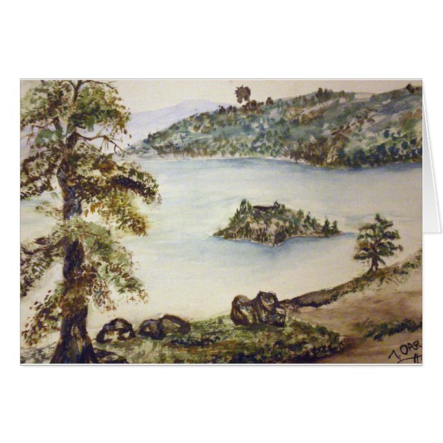 EMERALD BAY SJÖ TAHOE HÄLSNINGSKORT (Framsidan Horizontal)