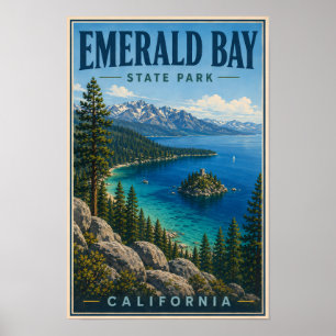 Emerald Bay State Park Kalifornien Illustration Poster