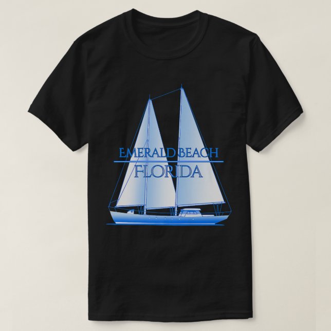 Emerald Beach Florida Coastal Nautical Sailing Sai T Shirt (Design framsida)