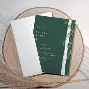 Emerald Birch Träd Aspen Greenery Bröllop Inbjudningar