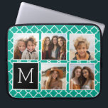 Emerald & Black Instagram 5 Photo Collage Monogram Laptop Sleeve<br><div class="desc">Grönt och White Quatrefoil Mönster - Använda fem fyrkantiga foton som skapar en unik och personlig gåva. Eller så kan du behålla hipstervalpen och göra ett trendig till keepy. Om du behöver justera bilder klickar du på verktyg för att anpassa ändringar.</div>