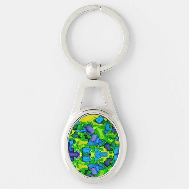 Emerald Bliss Ovalt Silverfärgad Nyckelring (Framsidan)