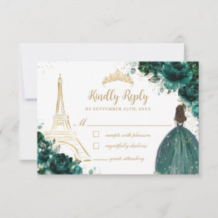 Emerald Blommigt Guld Paris Princess Quinceañera OSA Kort