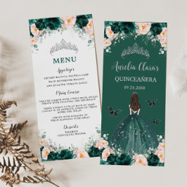 Emerald  Blommigt Princess Quinceañera Menu Program