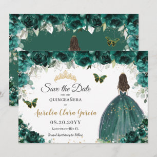 Emerald Blommigt Princess Quinceañera Spara datum Datumet