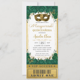 Emerald Blommigt Quinceañera Masquuppad VIP Biljet Inbjudningar