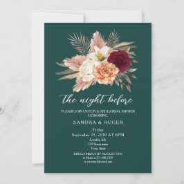 Emerald Blommigt Rehearsal Dinner Inbjudan