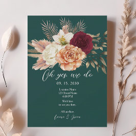 Emerald Blommigt Wedding Reception Inbjudan
