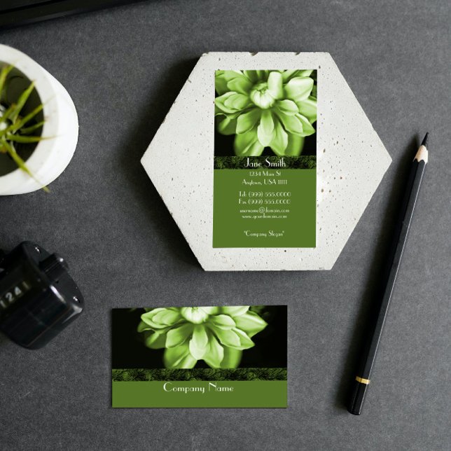 Emerald Bloom Affärskort Visitkort (Emerald Green Bloom Business Card)