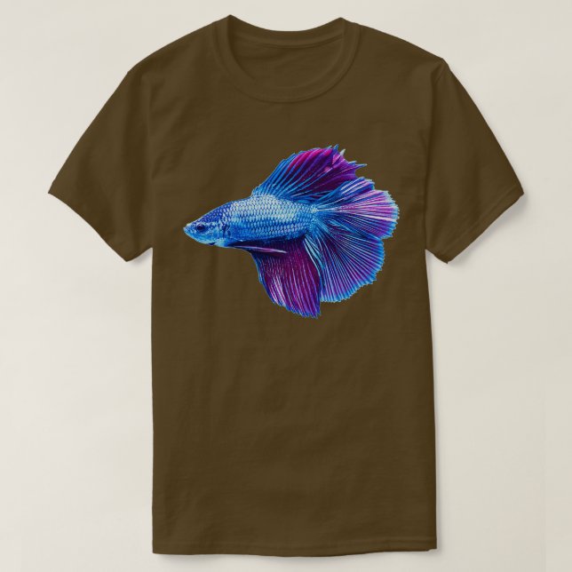 Emerald Blue Betta Siamese Fish T Shirt (Design framsida)