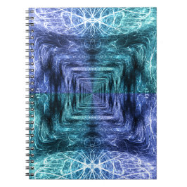Emerald Blue Crystalline Energy Fractal Art Anteckningsbok