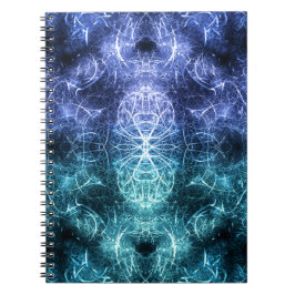 Emerald Blue Crystalline Energy Fractal Art Anteckningsbok