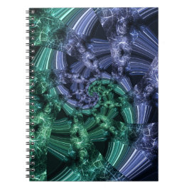 Emerald Blue Crystalline Energy Fractal Art Anteckningsbok