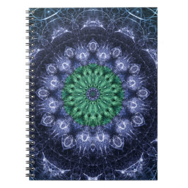 Emerald Blue Crystalline Energy Fractal Art Anteckningsbok