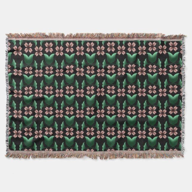 Emerald & Blush Botanisk Kastfilt Filt (Framsidan)