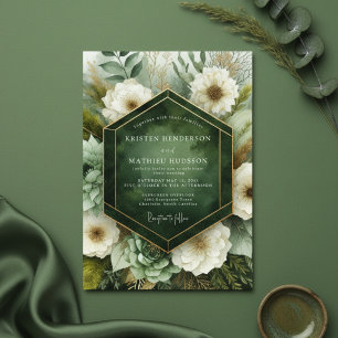 Emerald Botanisk Bröllopsblomning Inbjudningar