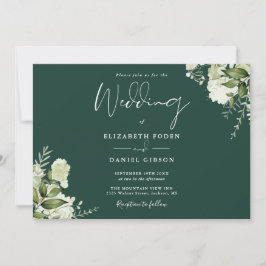 Emerald Botanisk Grönska Monogram Bröllop  Inbjudningar