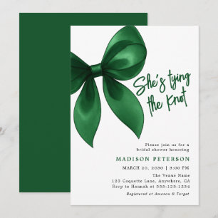 Emerald Bow She's Tying the Knot Bridal Shower Inbjudningar