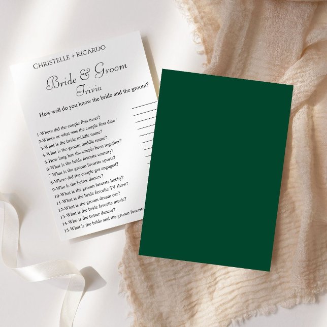 Emerald bride & groom trivia möhippa-spel (Skapare uppladdad)