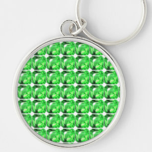 Emerald, Bright Grönt Rund Silverfärgad Nyckelring