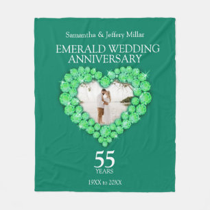 Emerald bröllop-årsdagen av fotohjärta grönt fleecefilt