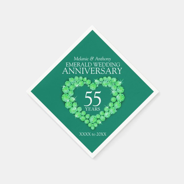 Emerald Bröllop hjärta och namn blöjor Pappersservett (Hörn)