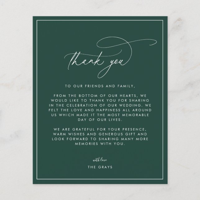 Emerald Bröllop Photo - tackkort (Framsida)