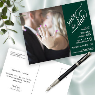Emerald Bröllop spara datum Photo & Calligraphy Meddelande Vykort