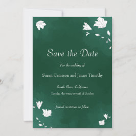 Emerald Bröllop Watercolor blommigt Spara datum Datumet