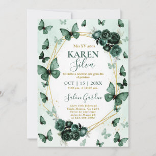 Emerald Butterfly Quinceanera-inbjudan Inbjudningar