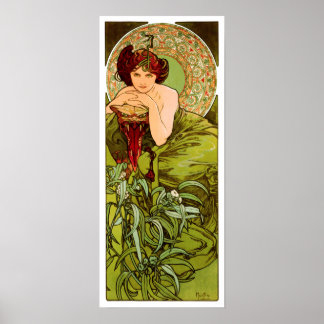Emerald by Alphonse Mucha - Vintage affisch Print