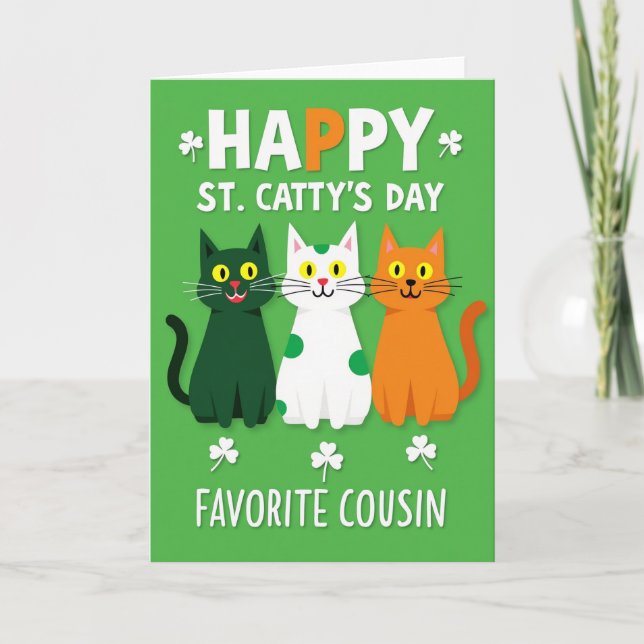 Emerald Cats St Cattys Day Card Kort (Framsida)
