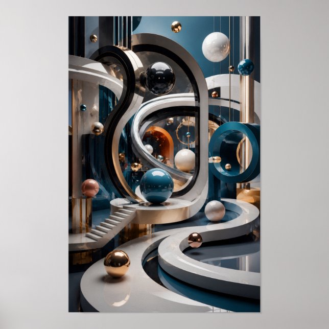 Emerald Celestial Mountains Surreal Teal  Poster (Framsidan)
