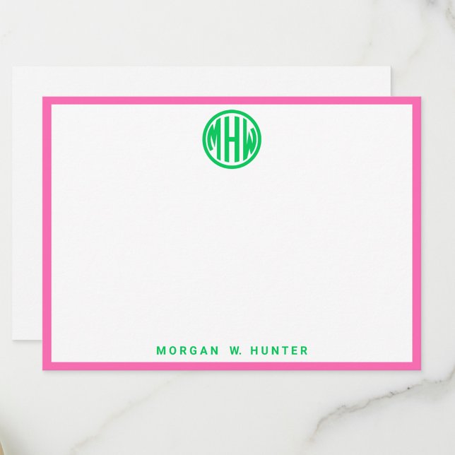 Emerald Circle Monogram Font #5DS DIY BG Hot Pink Tack Kort (Skapare uppladdad)