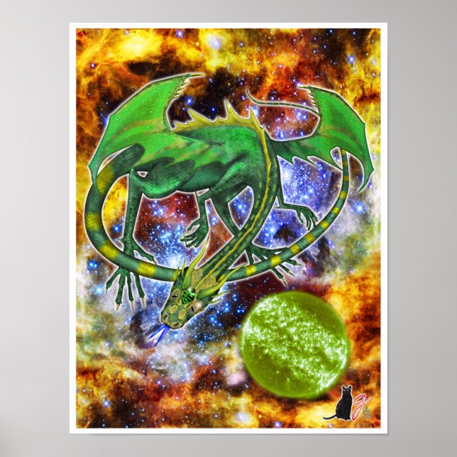 Emerald Cosmic Dragon Poster (Framsidan)