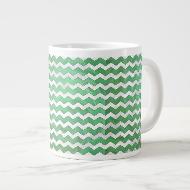Emerald Cream Chevron Mönster Jumbo Mugg (Framsida höger)