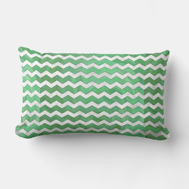 Emerald Cream Chevron Mönster Lumbarkudde (Framsida)