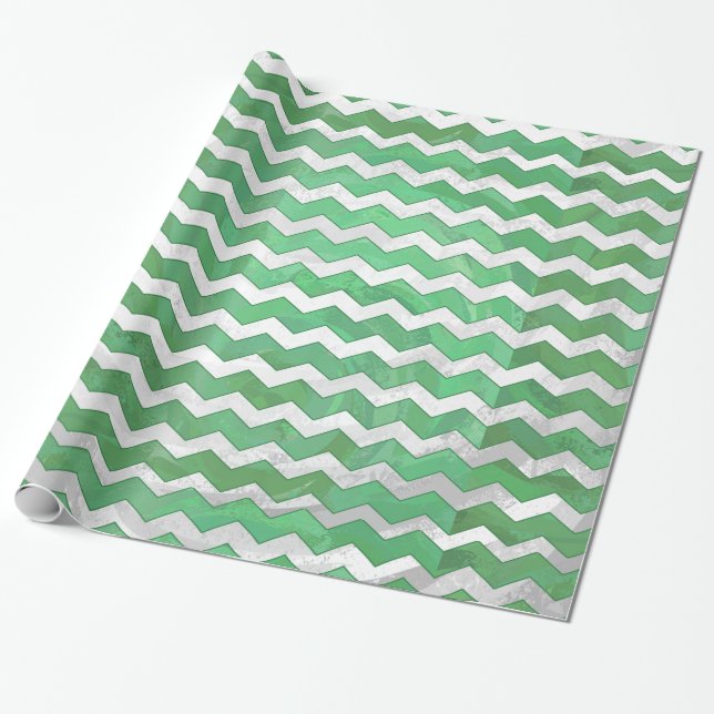 Emerald Cream Chevron Mönster Presentpapper (Utrullad)