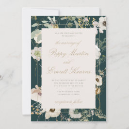 Emerald & Cream Floral Poppy Wedding Invitation Inbjudningar