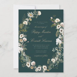 Emerald & Cream Floral Poppy Wedding Invitation Inbjudningar