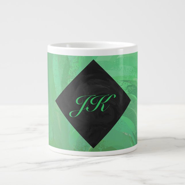 Emerald Cream och Black Monogram Jumbo Mugg (Framsidan)